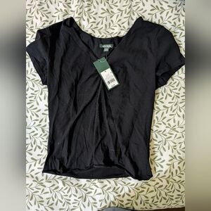 Women's Black V-Neck Top